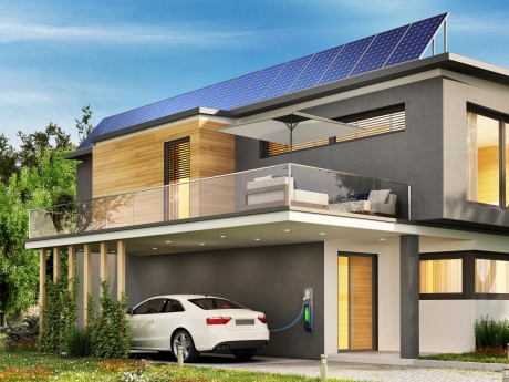 House with solar and electric vehicle 